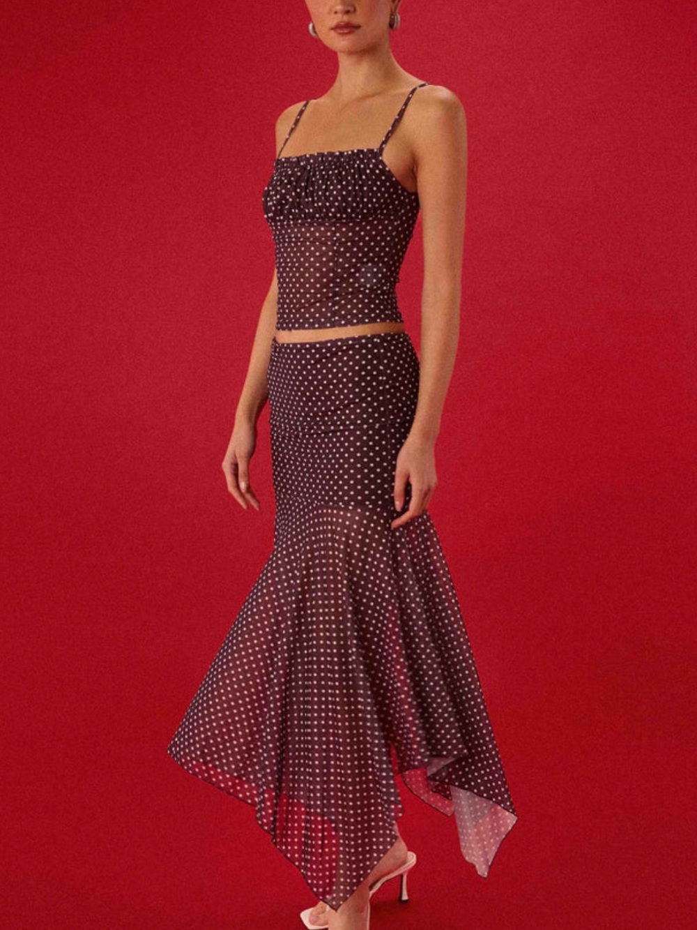 Peppermayo Burgundy Buffy Maxi Skirt set